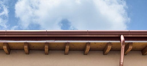 copper gutters on house